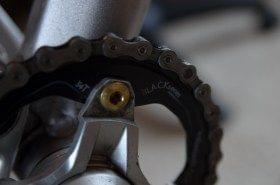 AbsoluteBlack oval chainring mounted to Shimano cranks