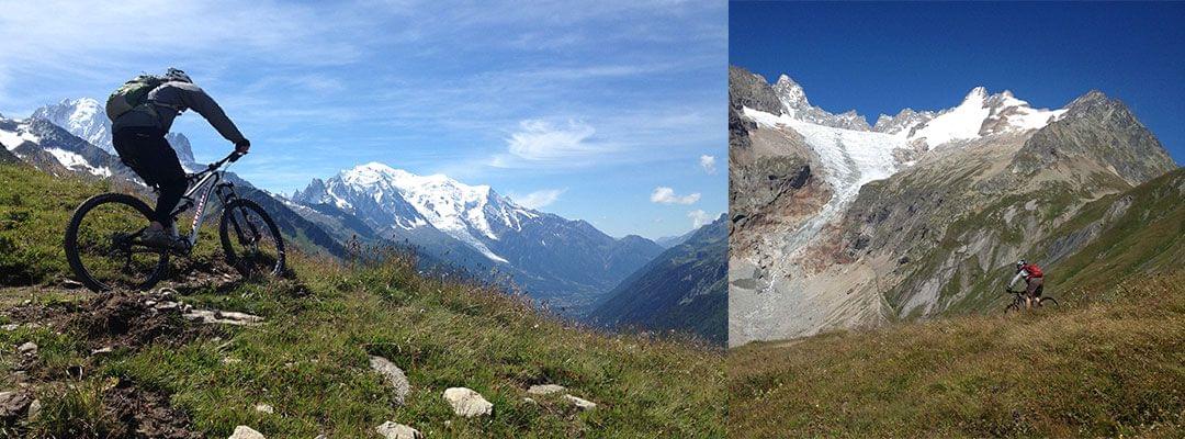 Alpine mountain biking around Mont Blanc