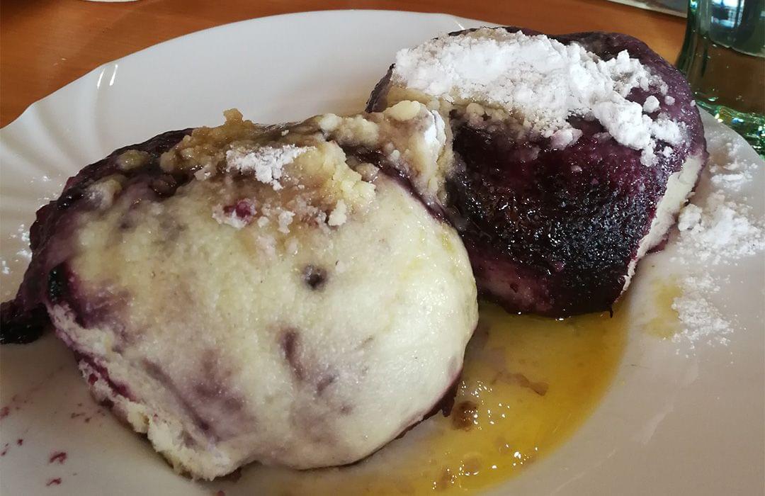 Ovocné Knedlíky traditional Czech blueberry dumplings